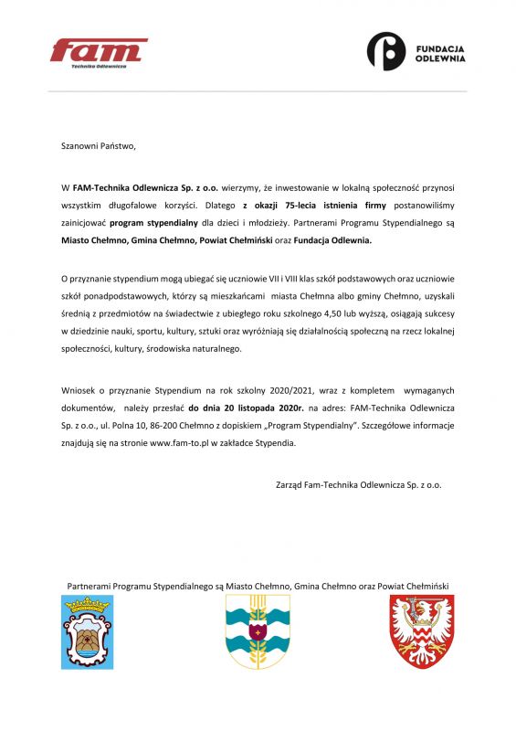 list informujący programie sty...